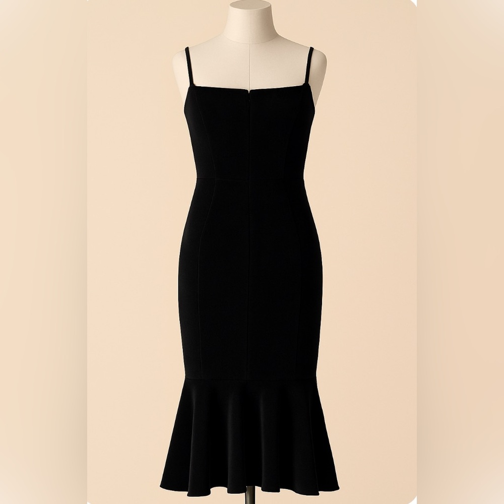 Greta Constantine Formal Black “Timothy” Ruffle Hem Dress